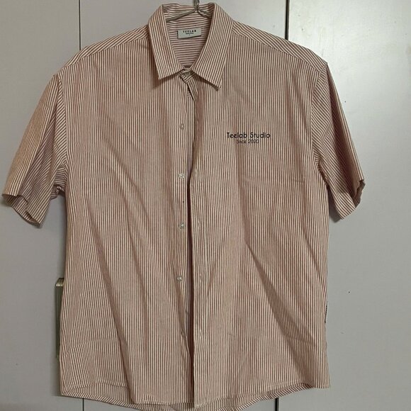 Tops - Striped Short Sleeve Button Up Shirt
